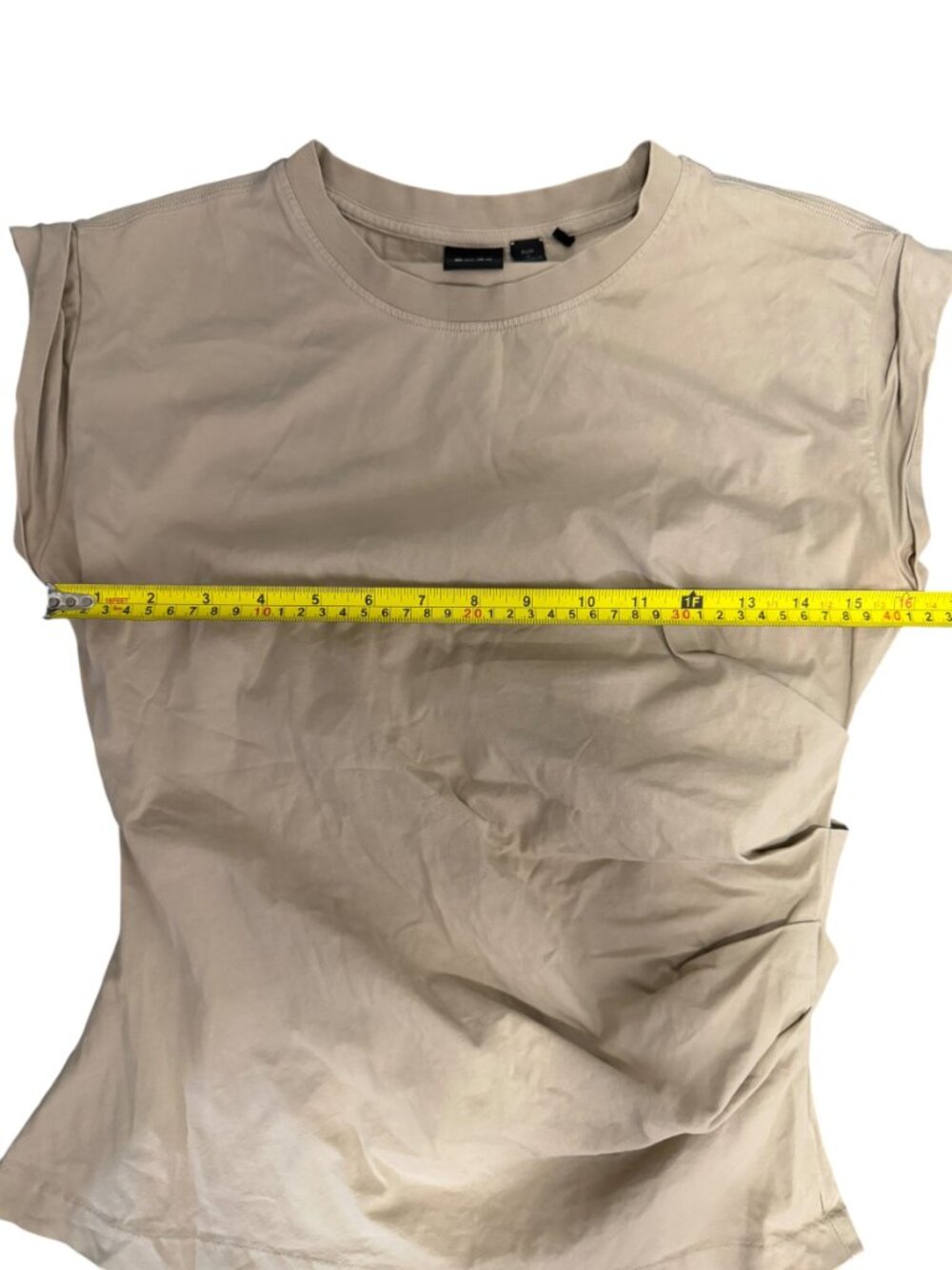 BOSS Hugo Boss/ RTR Epka Ruched Cotton Top – Light Beige/Pumice – S- MSRP $139 - Picture 5 of 16